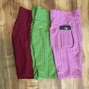 💚💛💜Honeycomb bikers shorts 3 pcs Sets